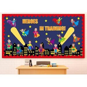 Brand New- Two (2) Packs Teacher Bulletin Board Sets- Super Hero & Sunflower